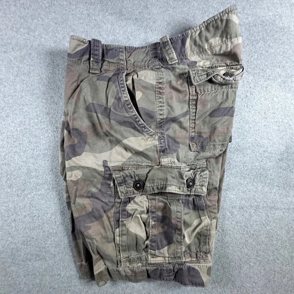 American Eagle Cargo Shorts Mens 36 Green Camo Classic Cotton Rugged Gorpcore